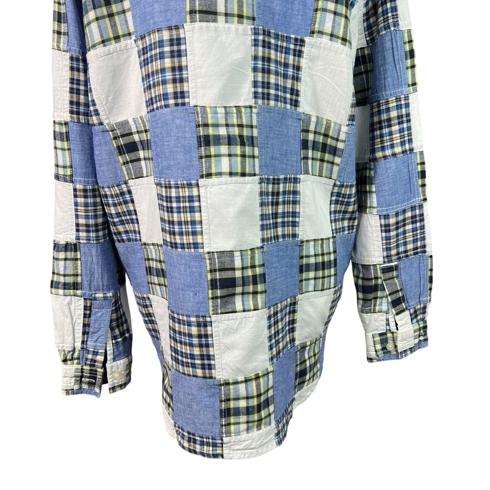 Vintage Marsh Landing Patchwork Plaid ButtonDown Shirt Long Sleeve Cotton Size M - Picture 8 of 9